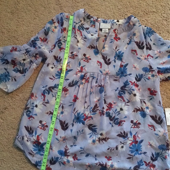 Blue Floral Top sz M Liz Claiborne - Picture 7 of 7